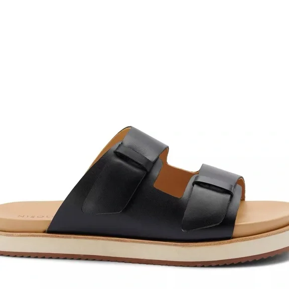 Nisolo Ella Black and Tan Slide Sandals NWT - Picture 3 of 7